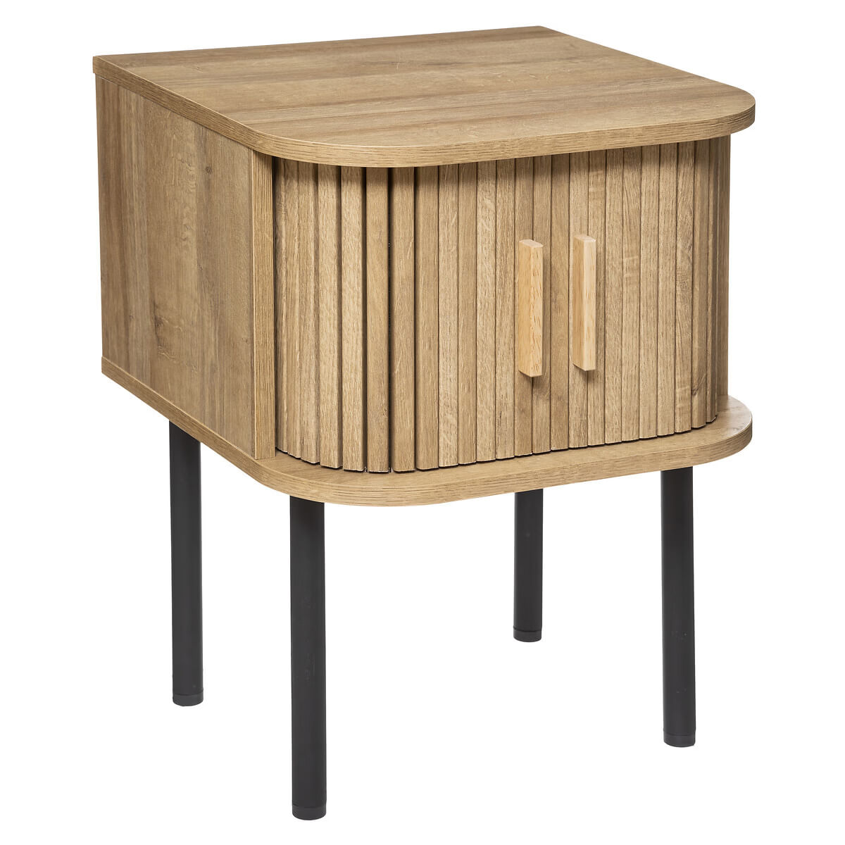 Noptiera Atmosphera Colva cu 2 usi, MDF si picioare metalice, 40x40x53 cm, bej — imaginea 7