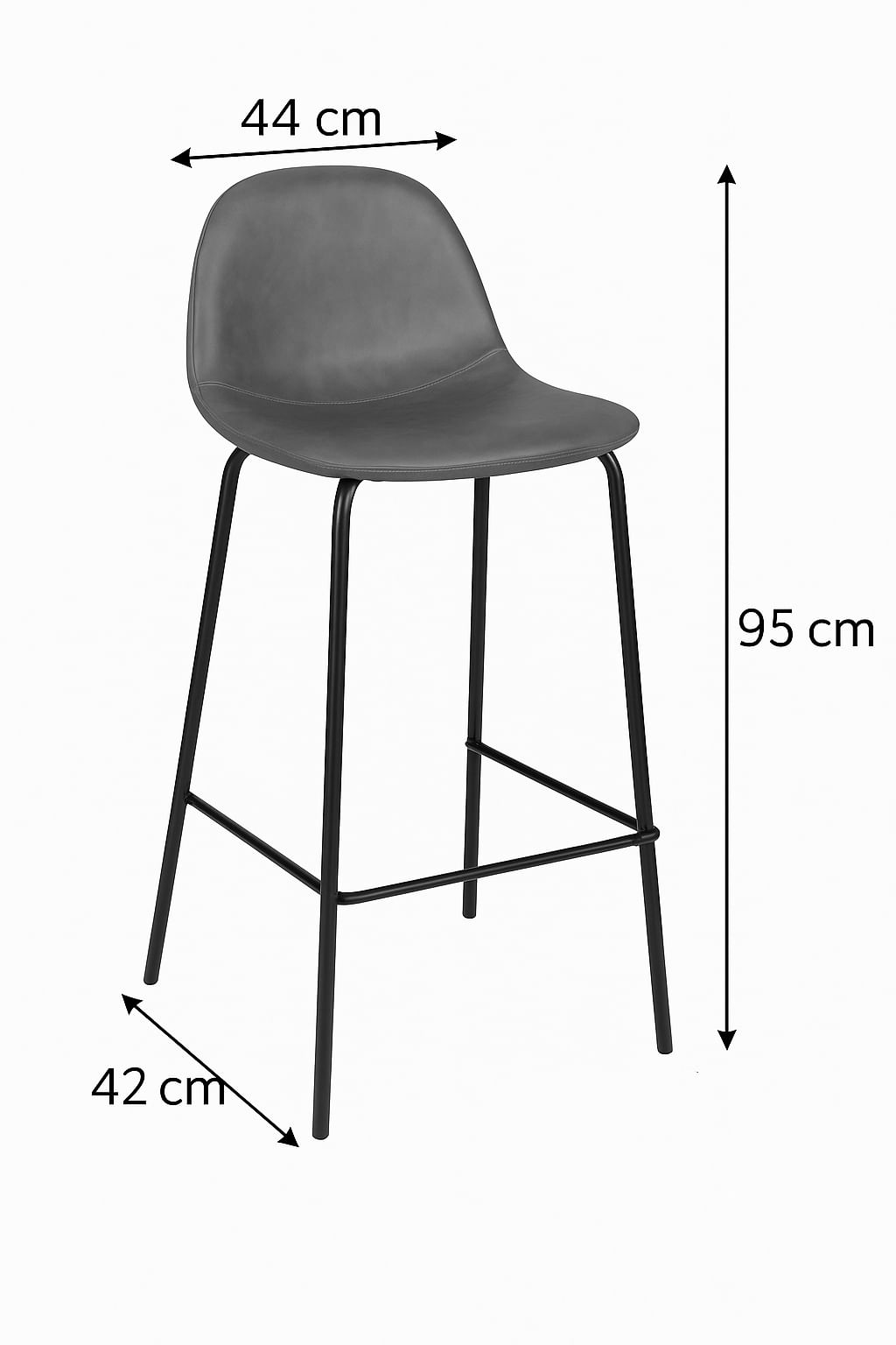 Scaun bar Atmosphera Vladi, cadru metal si lemn, 44x42x95 cm, gri — imaginea 5
