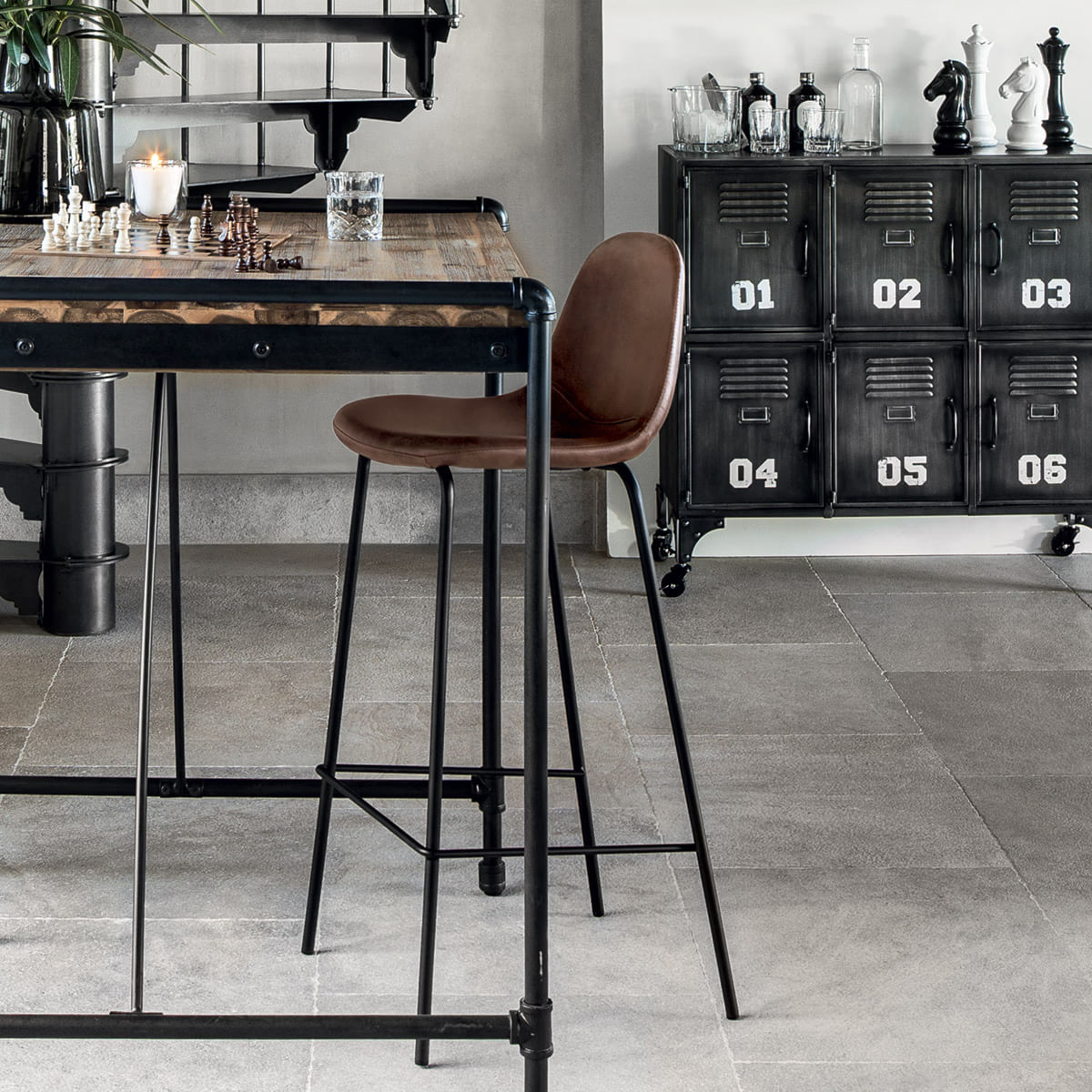 Scaun bar Atmosphera Vladi, cadru metal si lemn, 44x42x95 cm, maro — imaginea 5