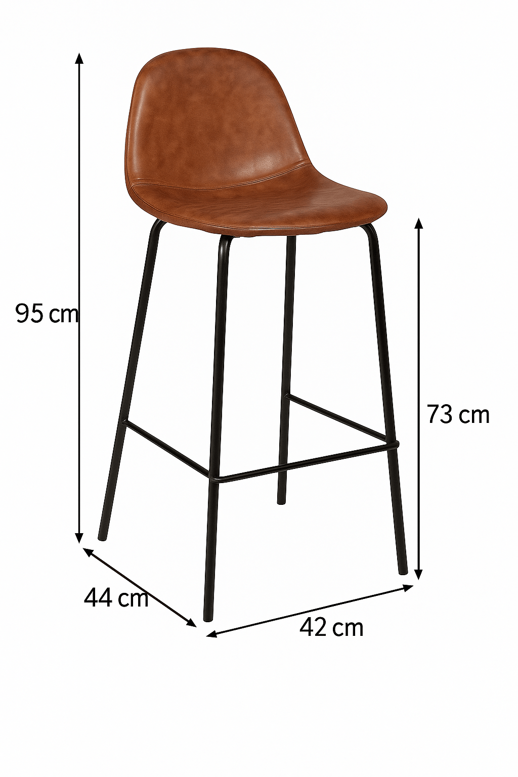 Scaun bar Atmosphera Vladi, cadru metal si lemn, 44x42x95 cm, maro — imaginea 6