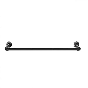 Set 2 sine metalice de agatat haine, montare pe perete, aspect industrial, 92x30x8cm, negru