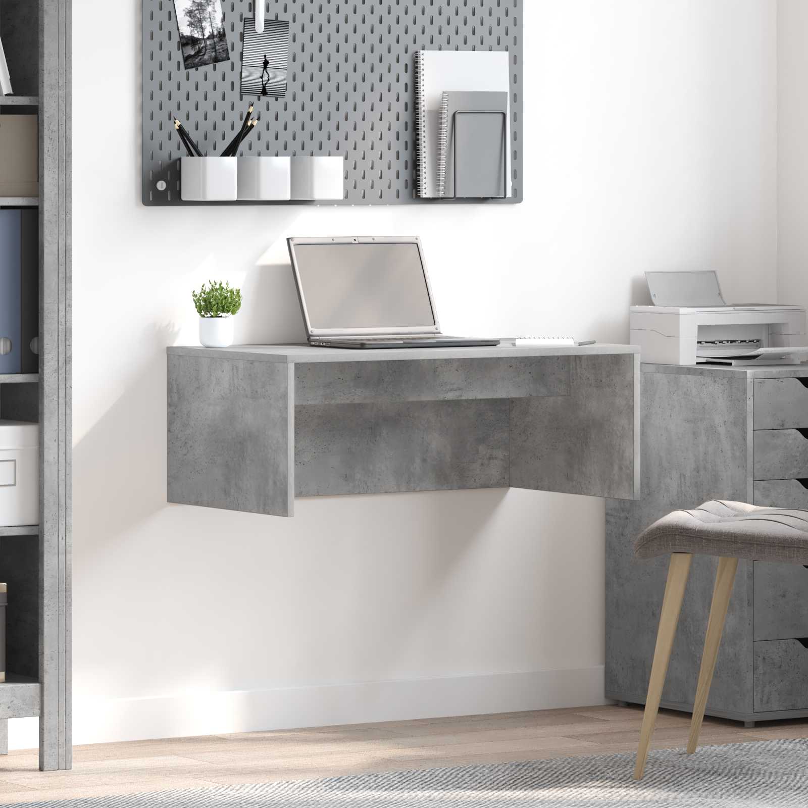 Birou montat pe perete Pe perete Gri din beton 80 x 45 x 30 cm — imaginea 2