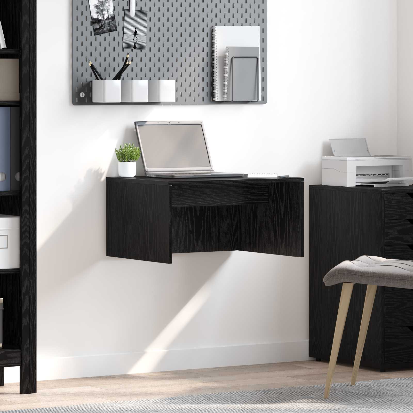 Birou montat pe perete Pe perete Stejar Negru 60 x 45 x 30 cm — imaginea 2