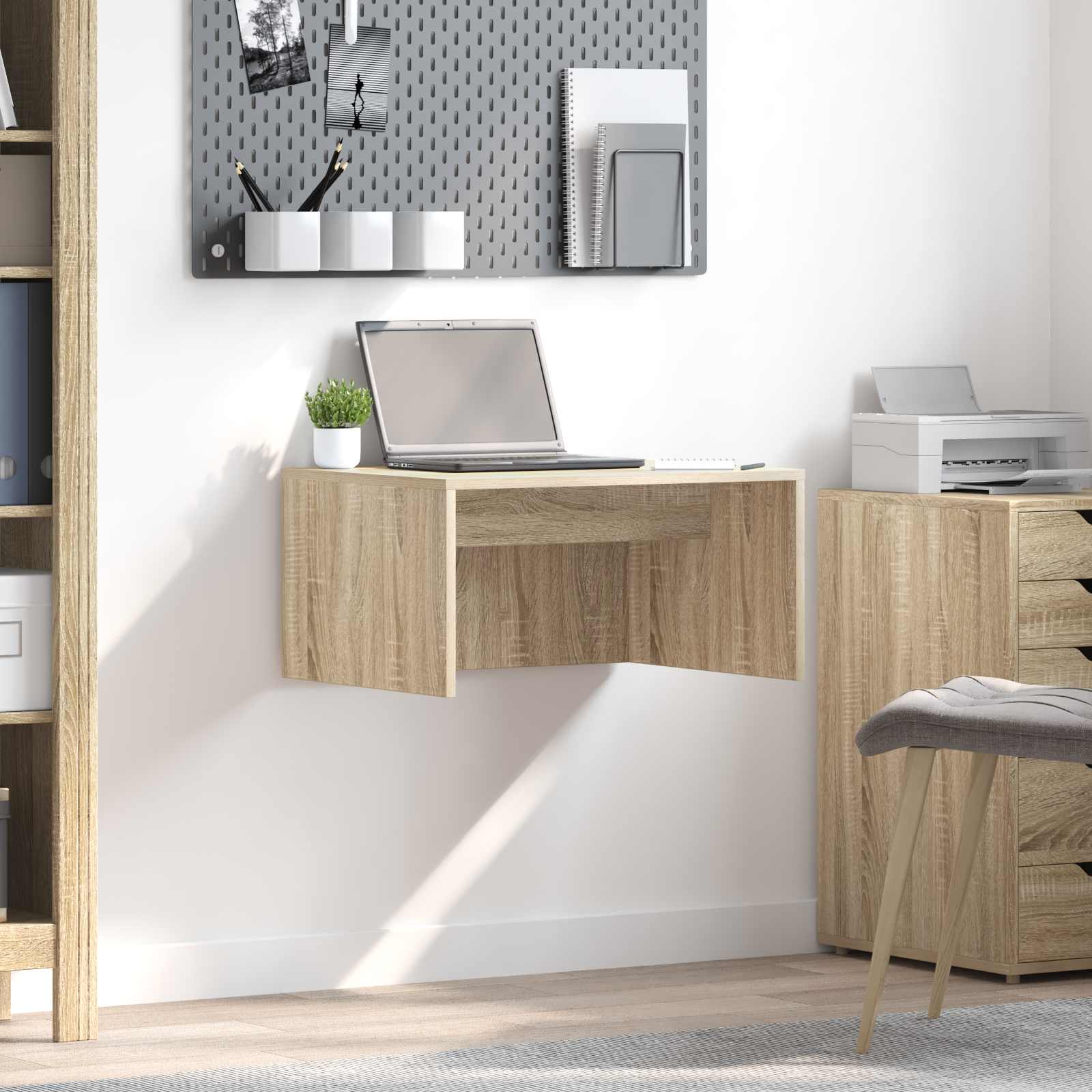 Birou montat pe perete Pe perete Stejar Sonoma 60 x 45 x 30 cm — imaginea 2