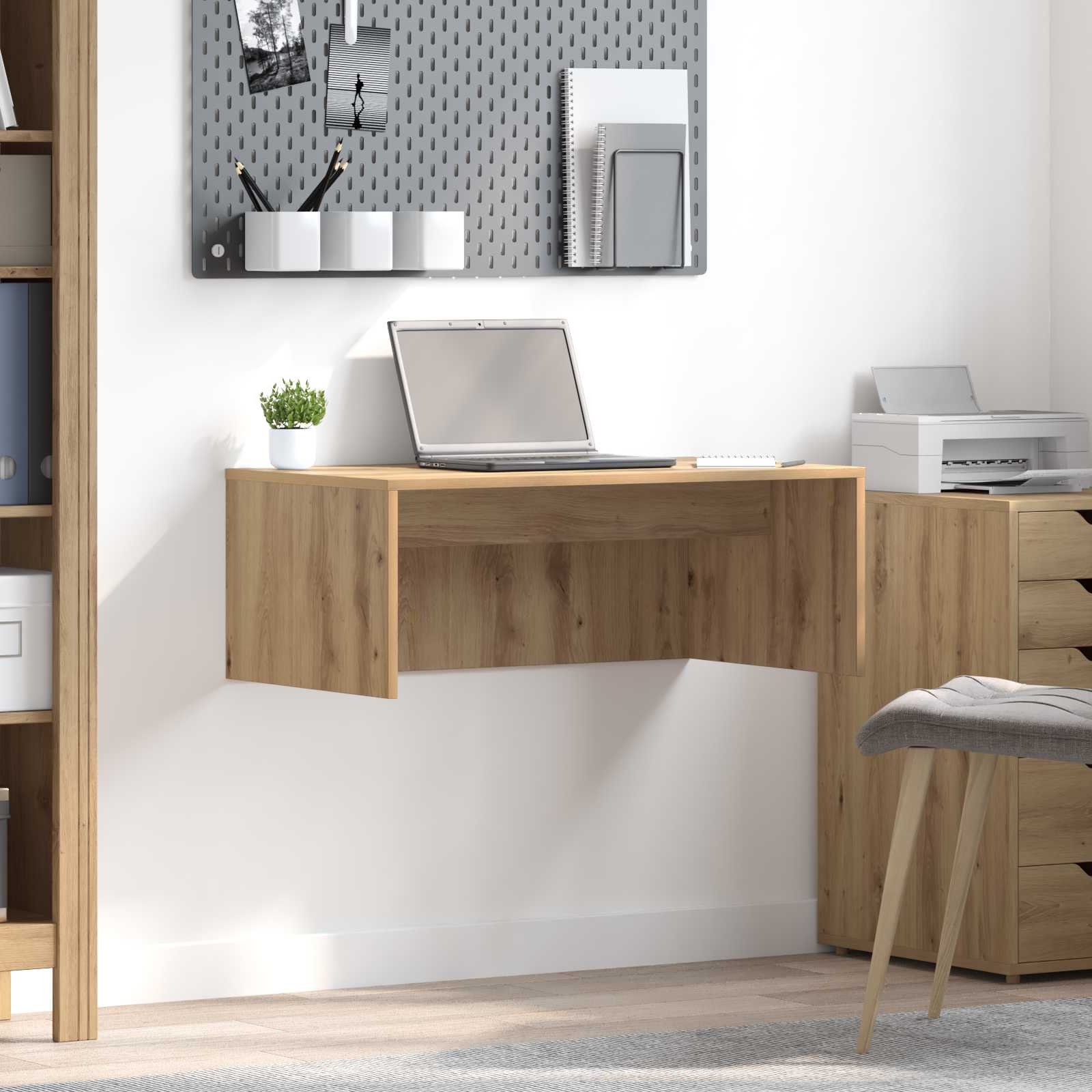 Birou montat pe perete Stejar Artizanal 80 x 45 x 30 cm — imaginea 2