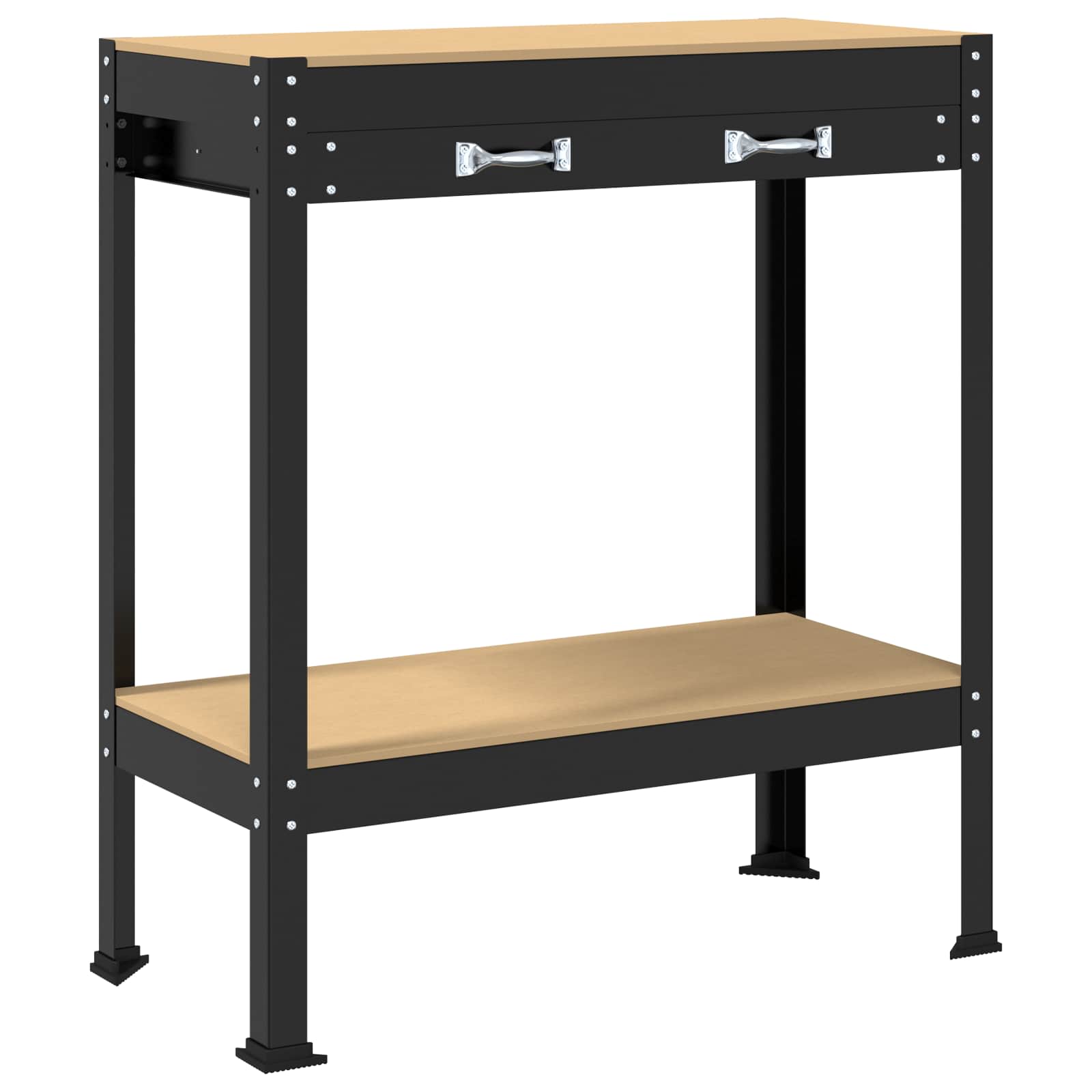 Banci de lucru cu sertar Negru 81 x 41 x 145 cm Lemn compozit