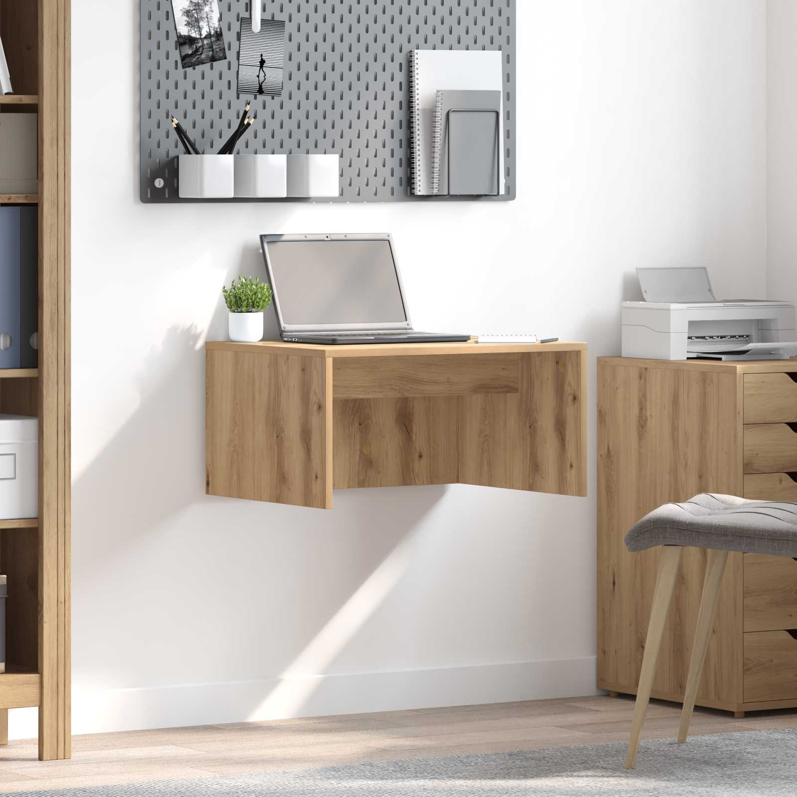 Birou montat pe perete Stejar Artizanal 60 x 45 x 30 cm — imaginea 2