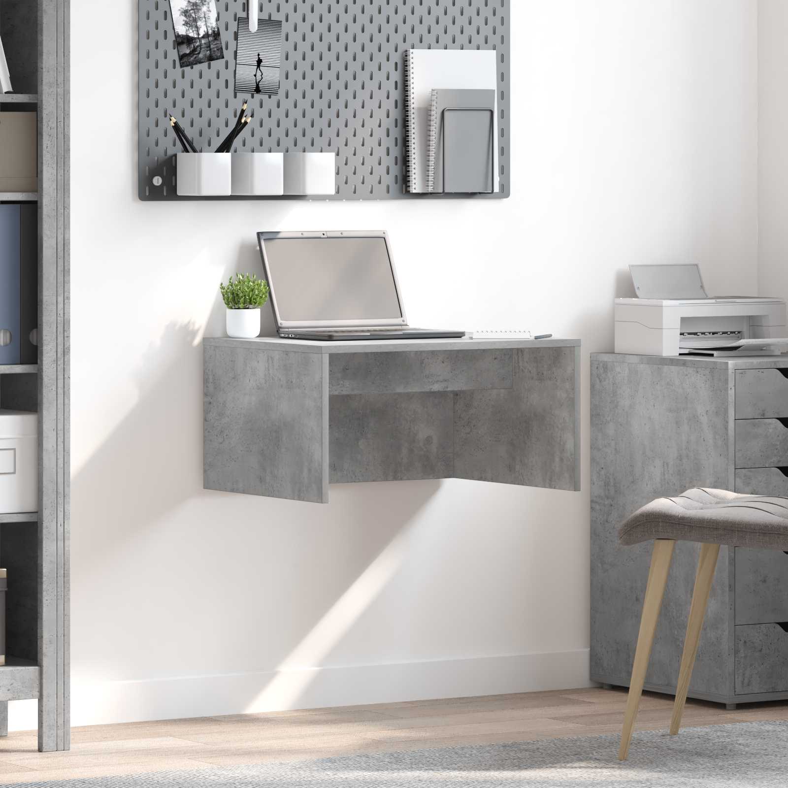 Birou montat pe perete Pe perete Gri din beton 60 x 45 x 30 cm — imaginea 2