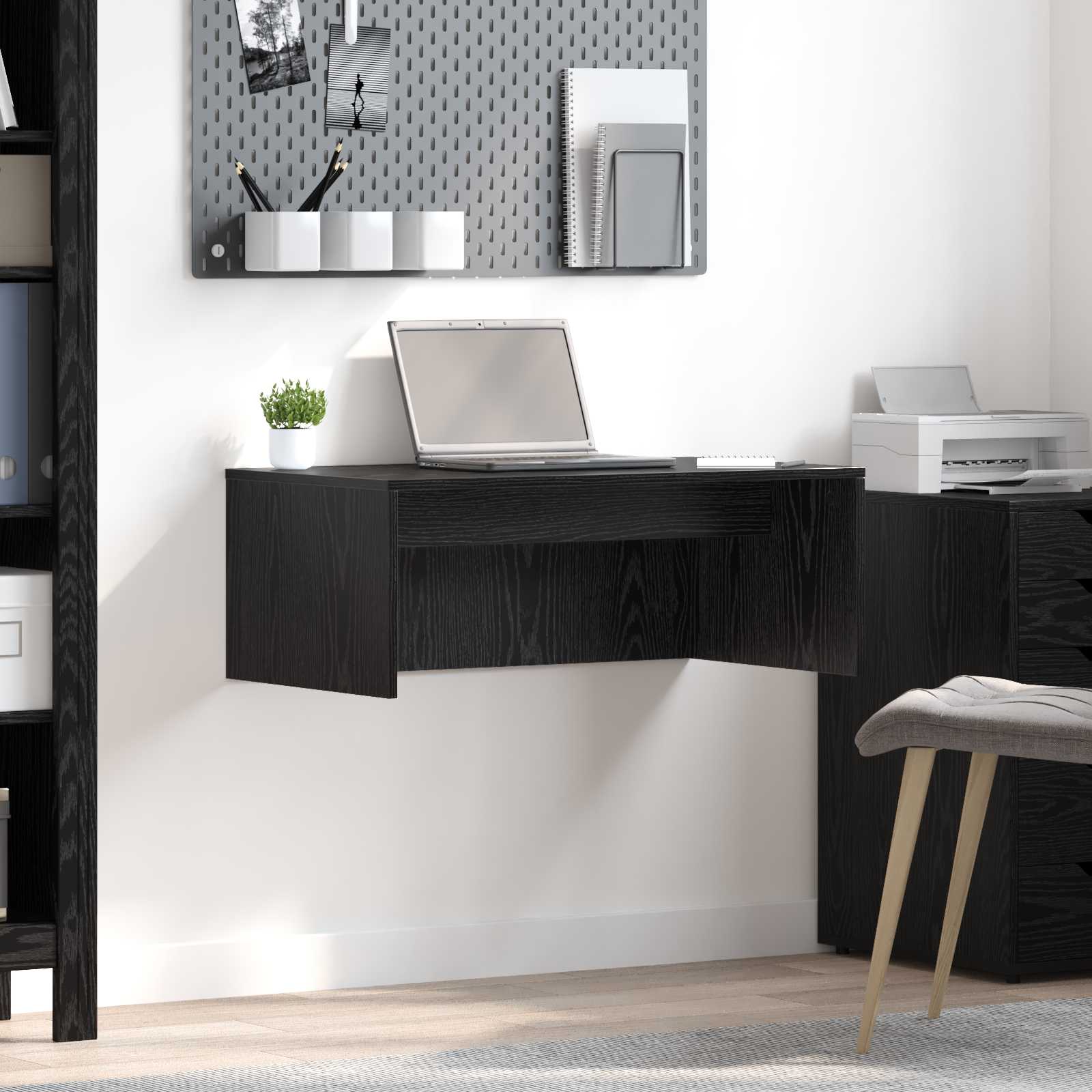 Birou montat pe perete Pe perete Stejar Negru 80 x 45 x 30 cm — imaginea 2