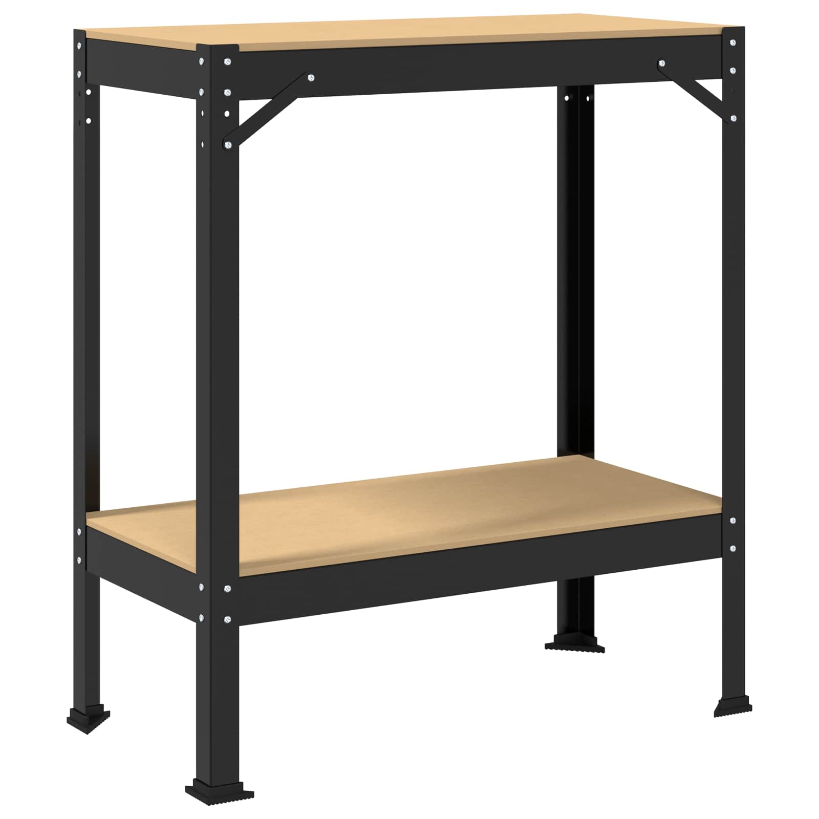 Banci de lucru cu raft Negru 81 x 41 x 145 cm Lemn compozit — imaginea 7