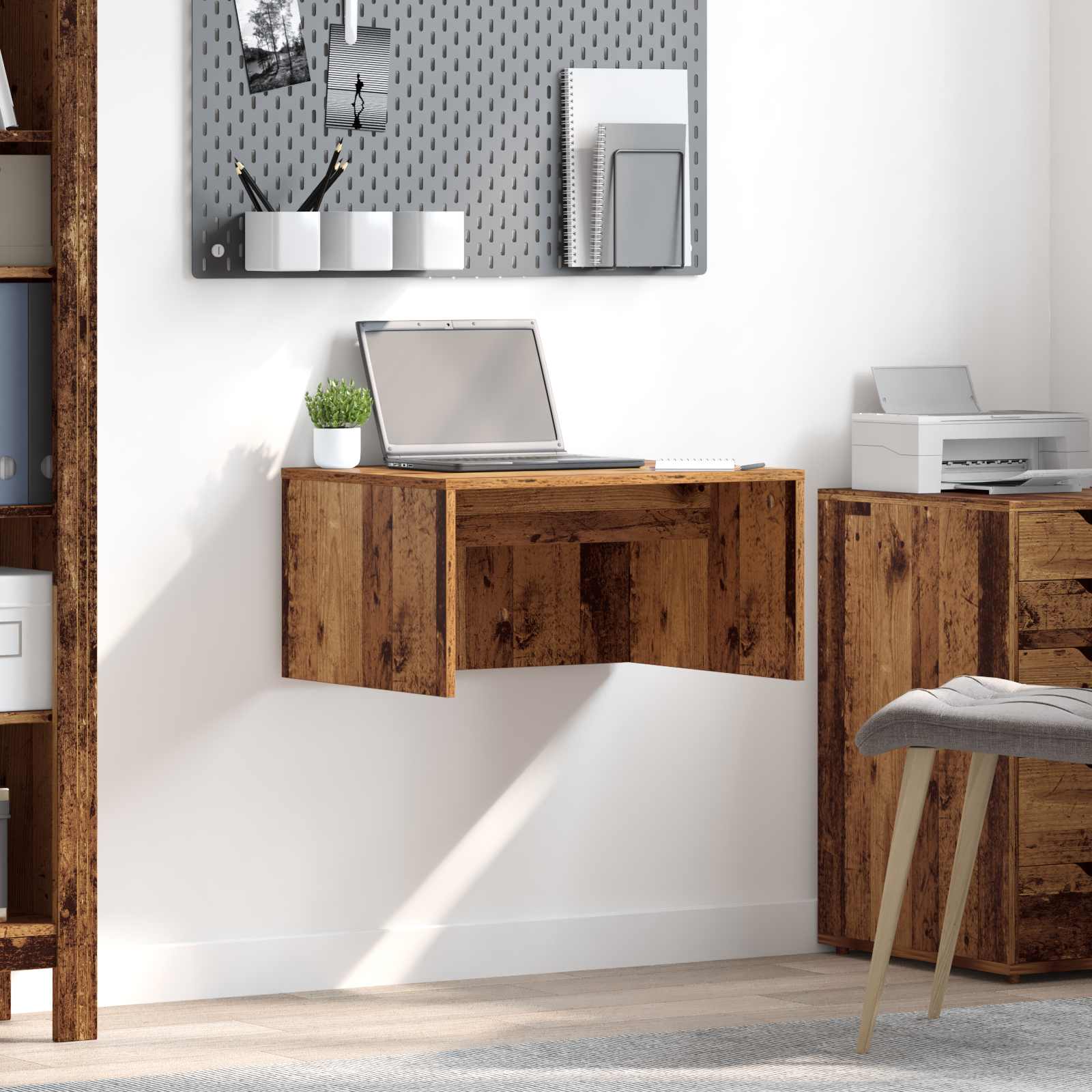 Birou montat pe perete Lemn Vechi 60 x 45 x 30 cm Lemn compozit — imaginea 2