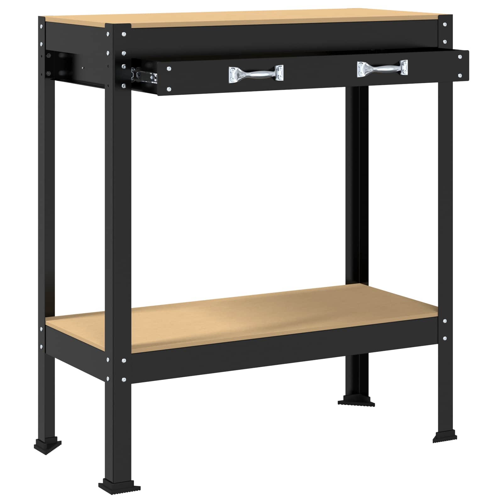 Banci de lucru cu sertar Negru 81 x 41 x 145 cm Lemn compozit — imaginea 5