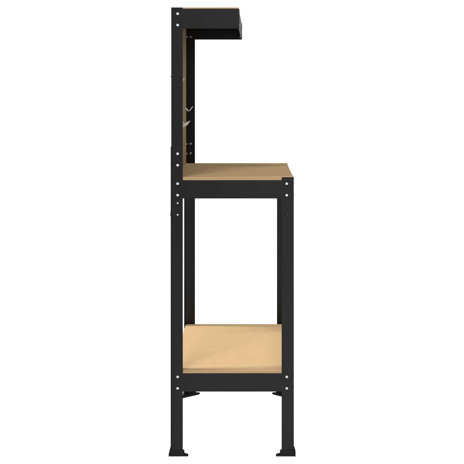 Banci de lucru cu raft Negru 81 x 41 x 145 cm Lemn compozit — imaginea 6