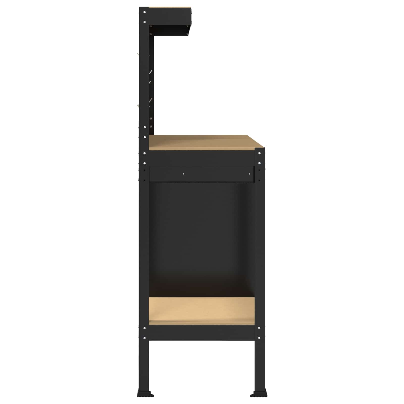 Banci de lucru cu sertar Negru 81 x 41 x 145 cm Lemn compozit — imaginea 7