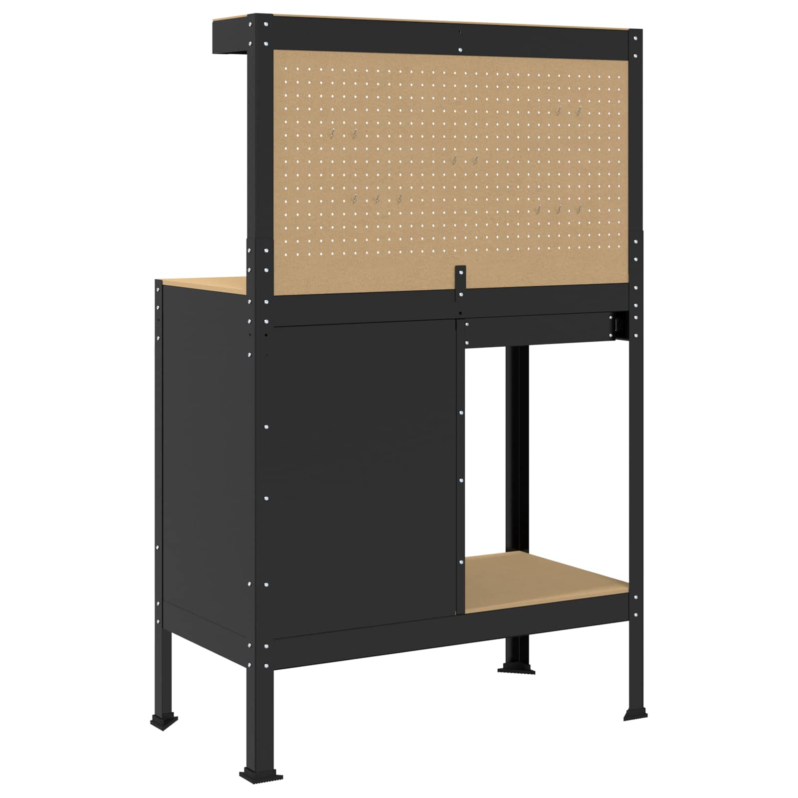 Banci de lucru cu sertar Negru 81 x 41 x 145 cm Lemn compozit — imaginea 8