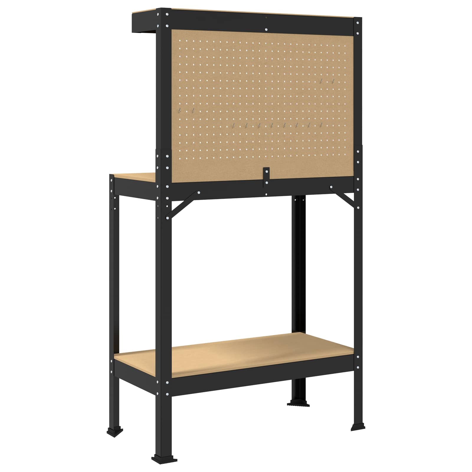 Banci de lucru cu raft Negru 81 x 41 x 145 cm Lemn compozit — imaginea 7