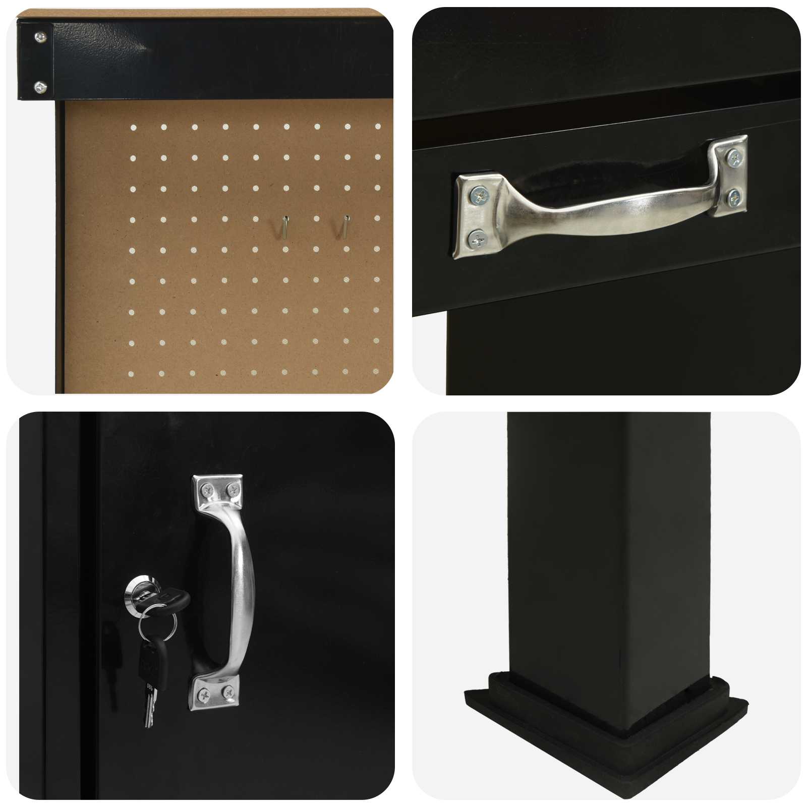 Banci de lucru cu sertar Negru 81 x 41 x 145 cm Lemn compozit — imaginea 9