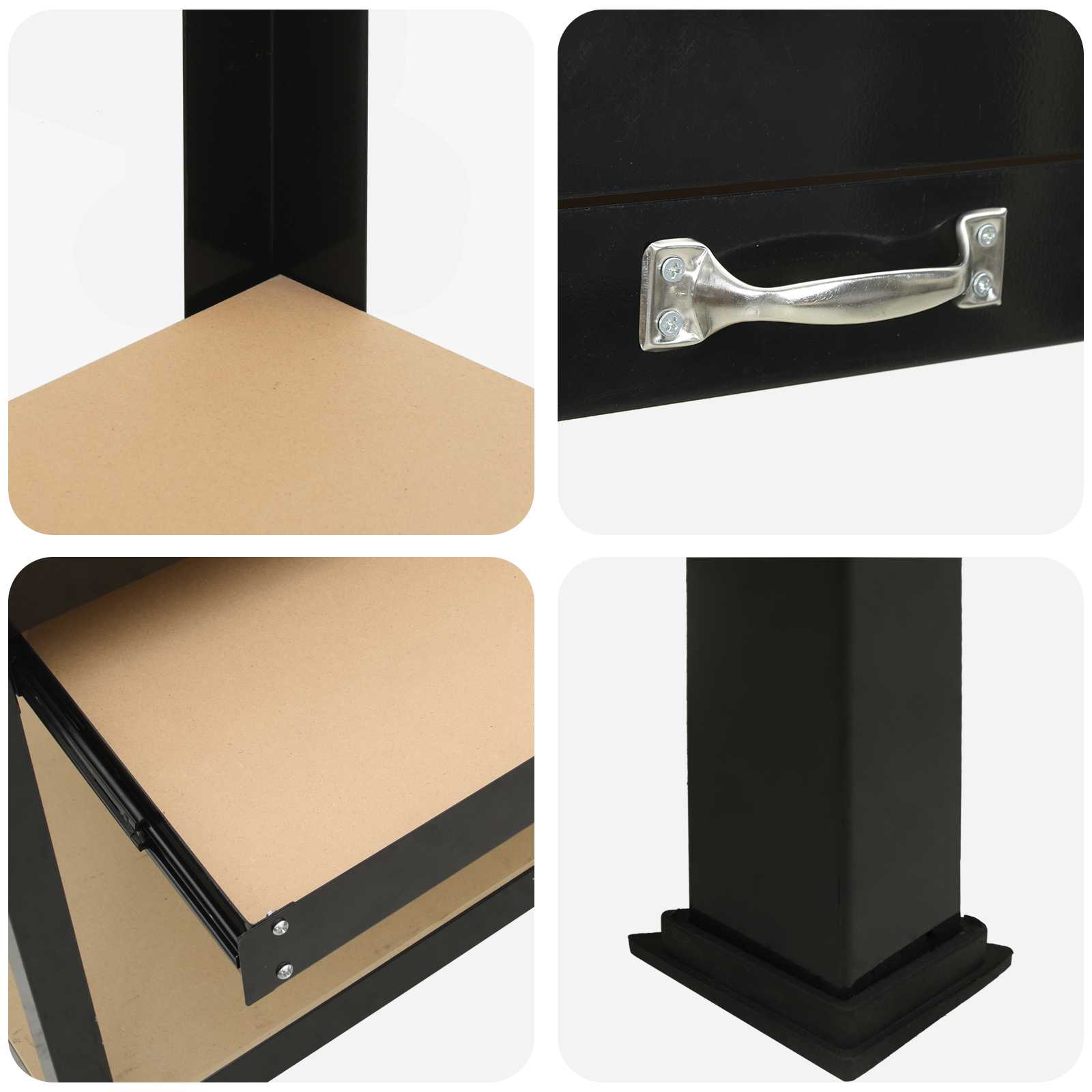 Banci de lucru cu sertar Negru 81 x 41 x 145 cm Lemn compozit — imaginea 9