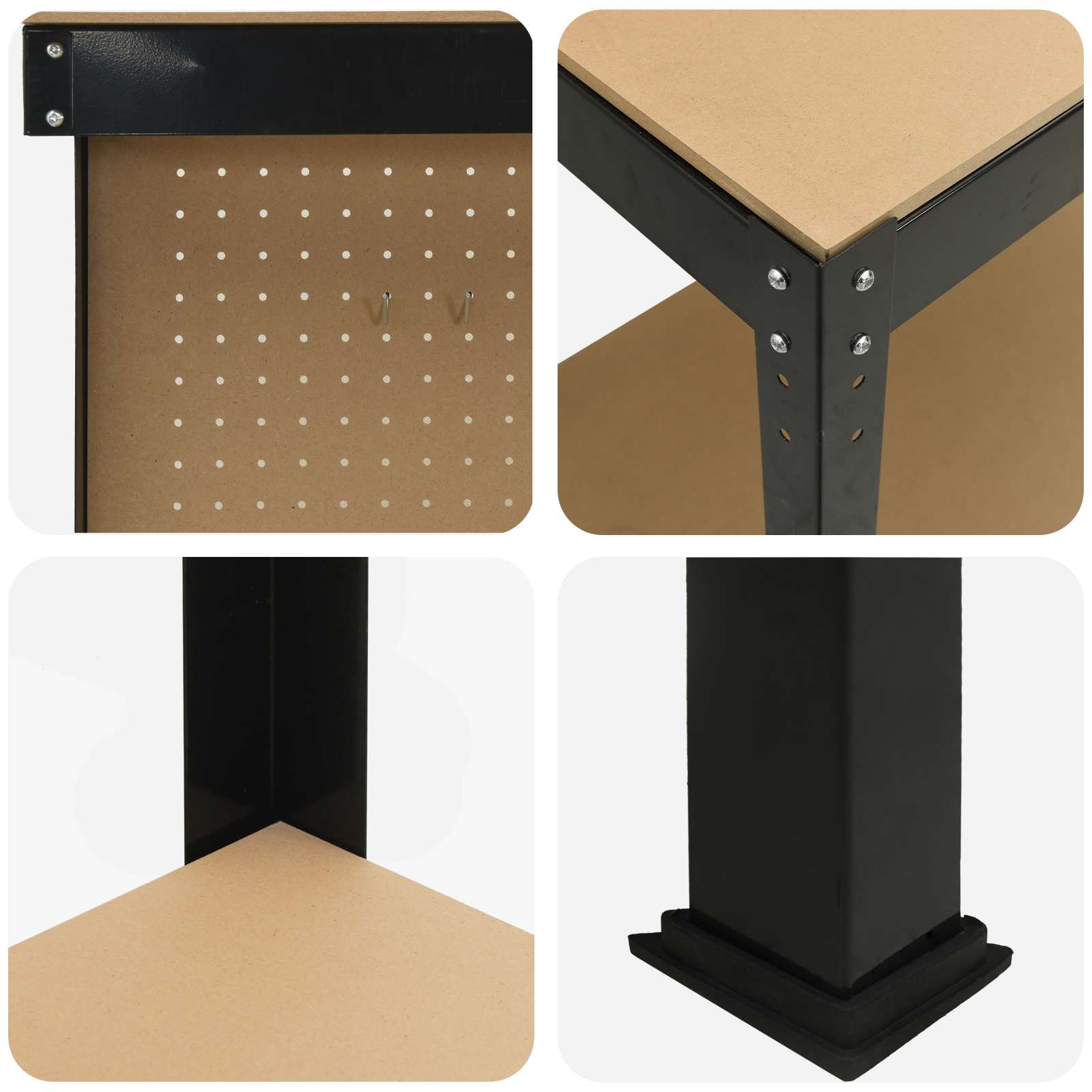 Banci de lucru cu raft Negru 81 x 41 x 145 cm Lemn compozit — imaginea 8