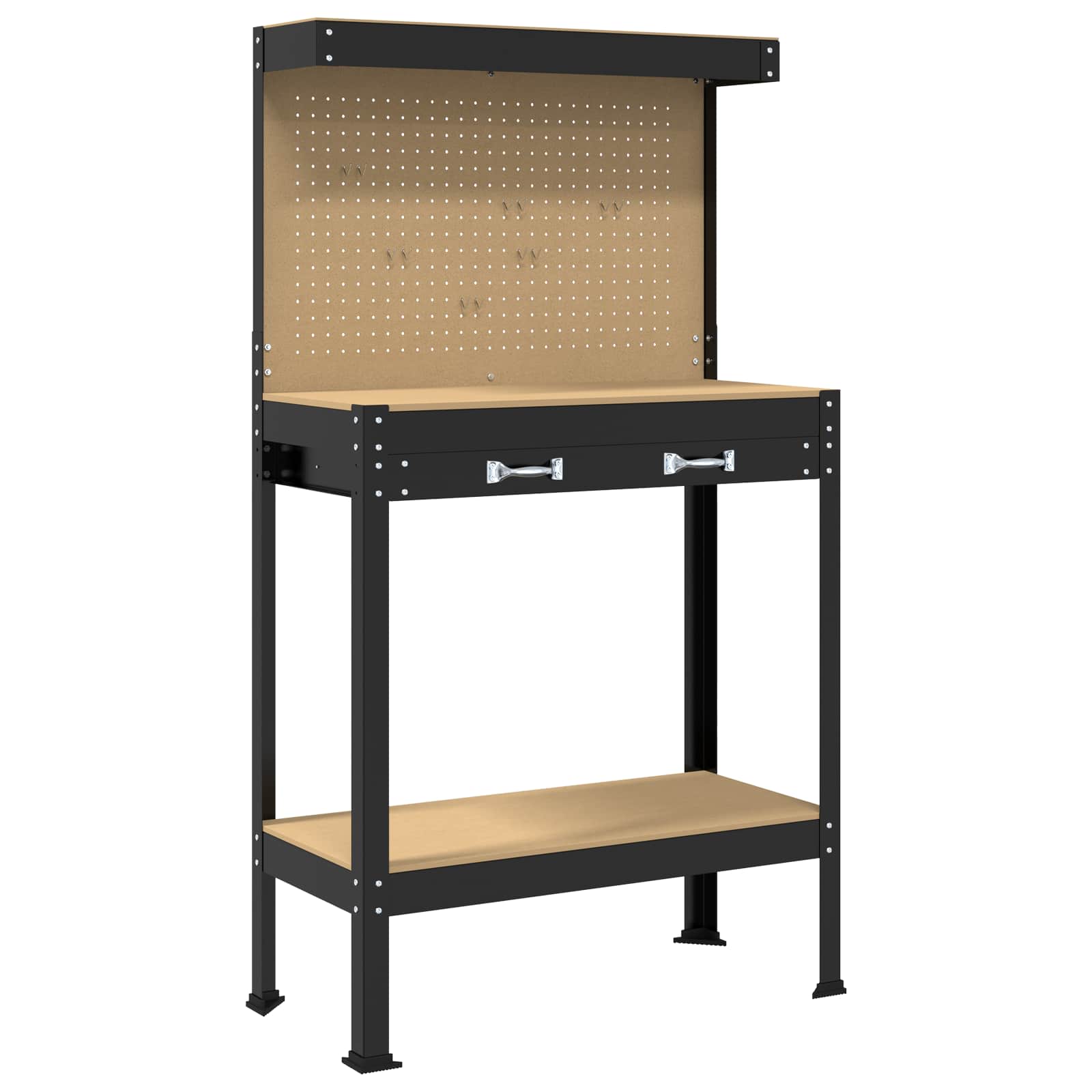 Banci de lucru cu sertar Negru 81 x 41 x 145 cm Lemn compozit