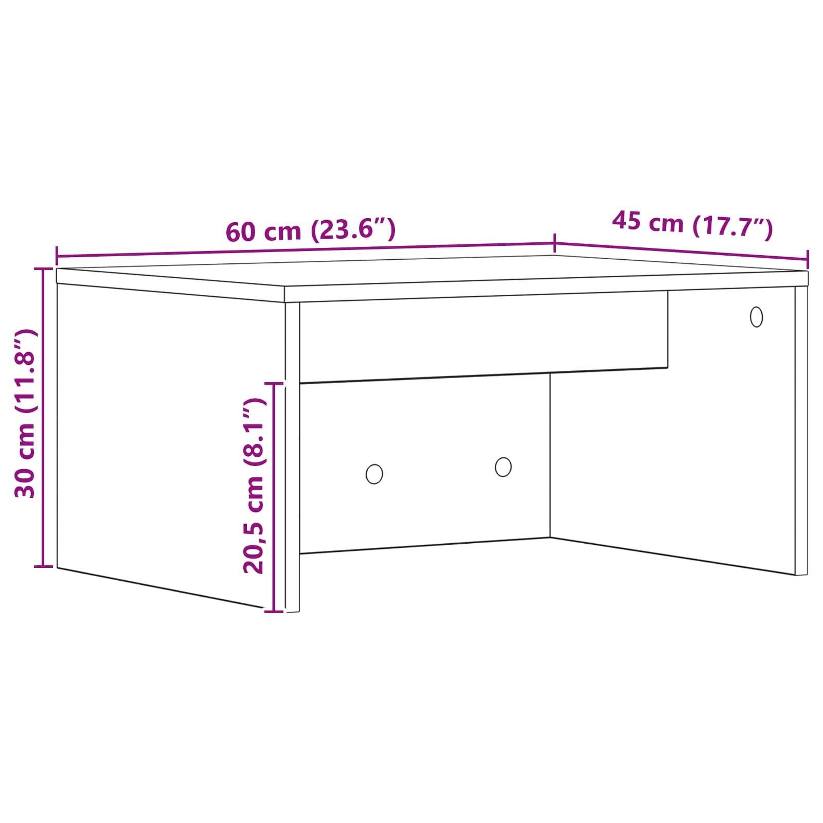 Birou montat pe perete Lemn Vechi 60 x 45 x 30 cm Lemn compozit — imaginea 11