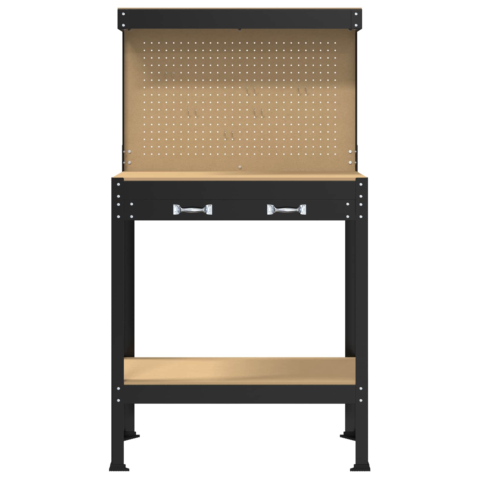 Banci de lucru cu sertar Negru 81 x 41 x 145 cm Lemn compozit — imaginea 6