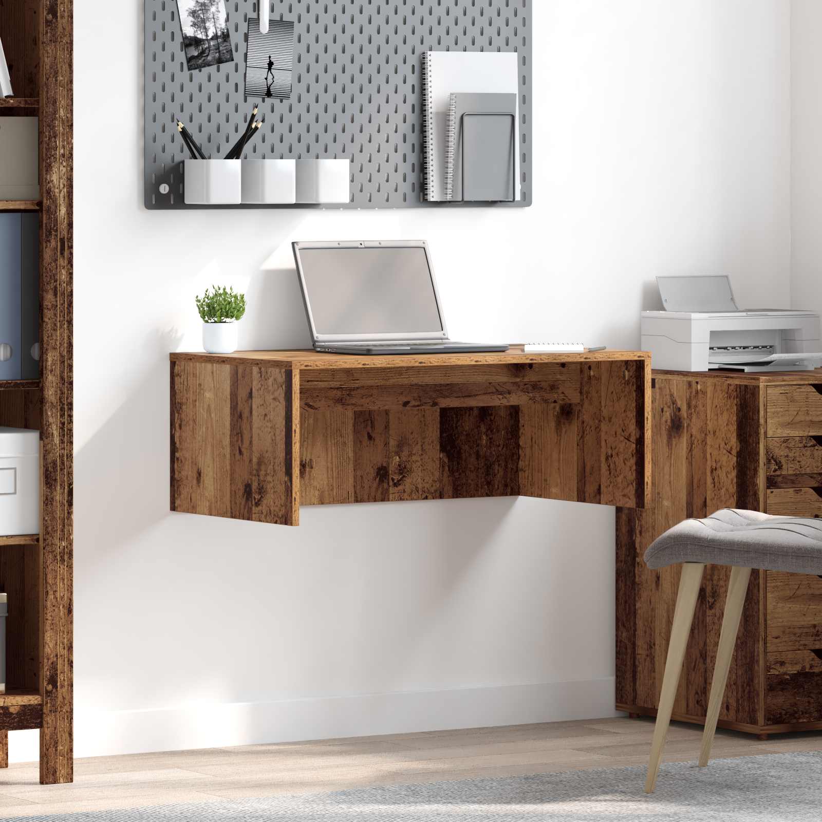 Birou montat pe perete Lemn Vechi 80 x 45 x 30 cm Lemn compozit — imaginea 2