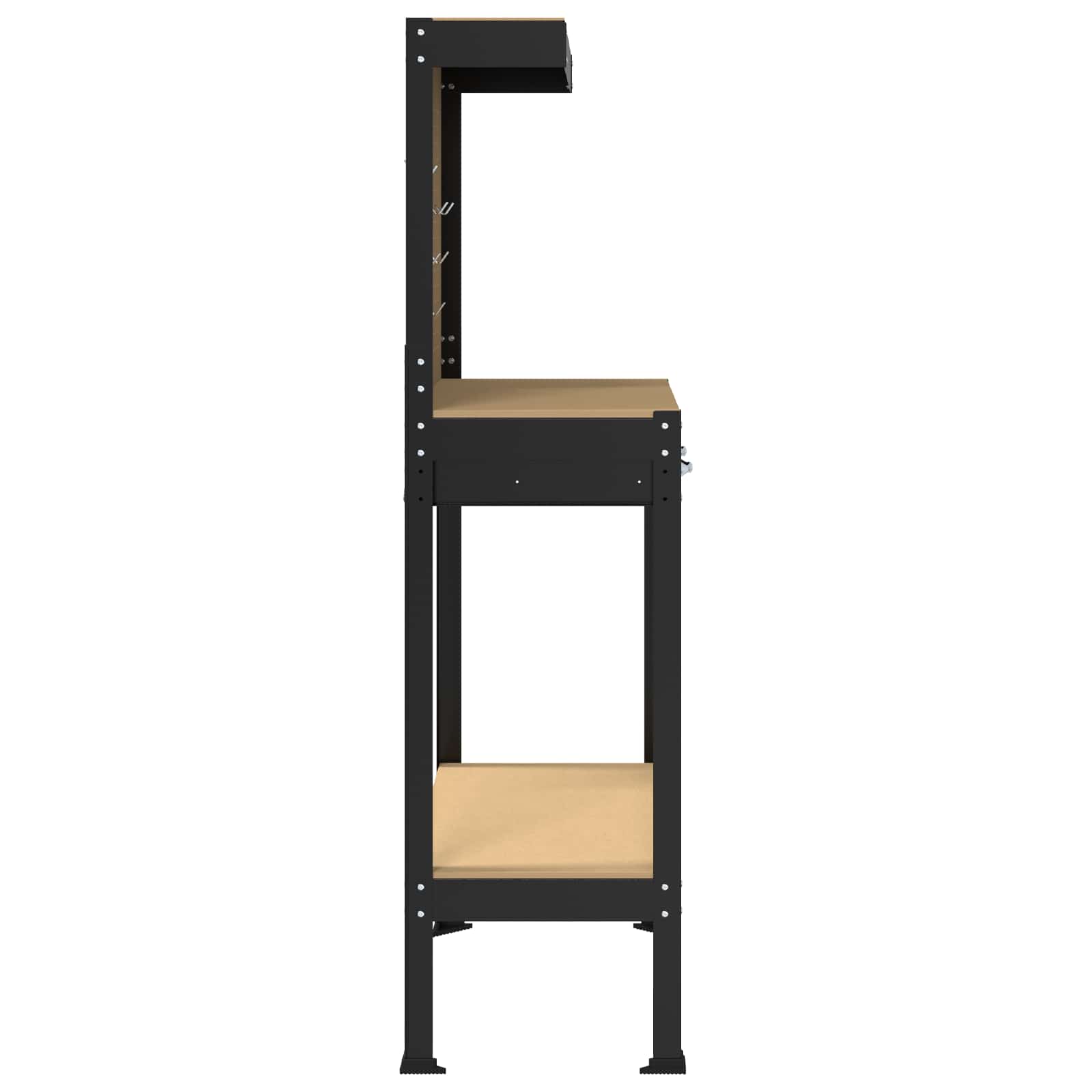 Banci de lucru cu sertar Negru 81 x 41 x 145 cm Lemn compozit — imaginea 7