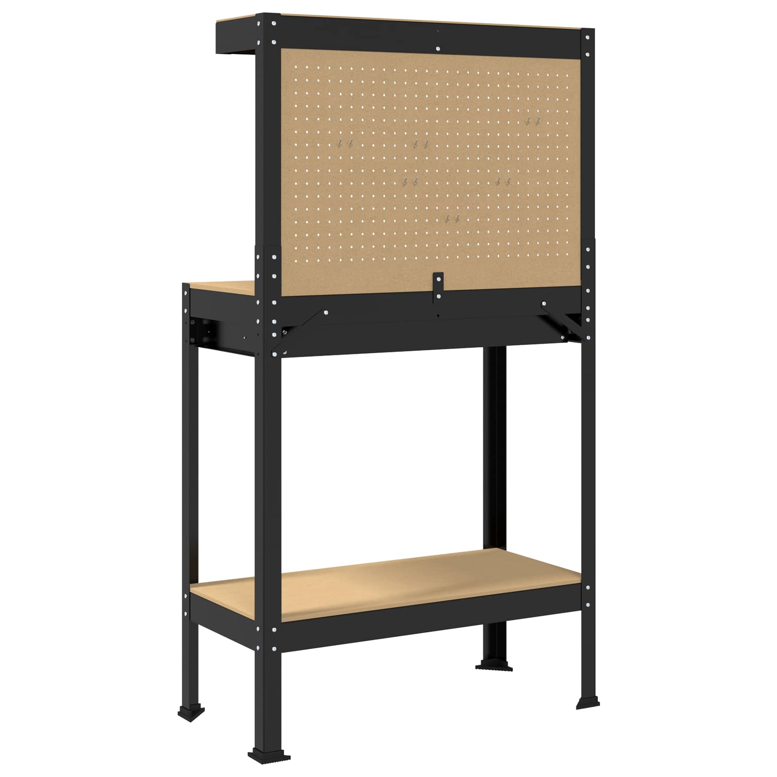 Banci de lucru cu sertar Negru 81 x 41 x 145 cm Lemn compozit — imaginea 8