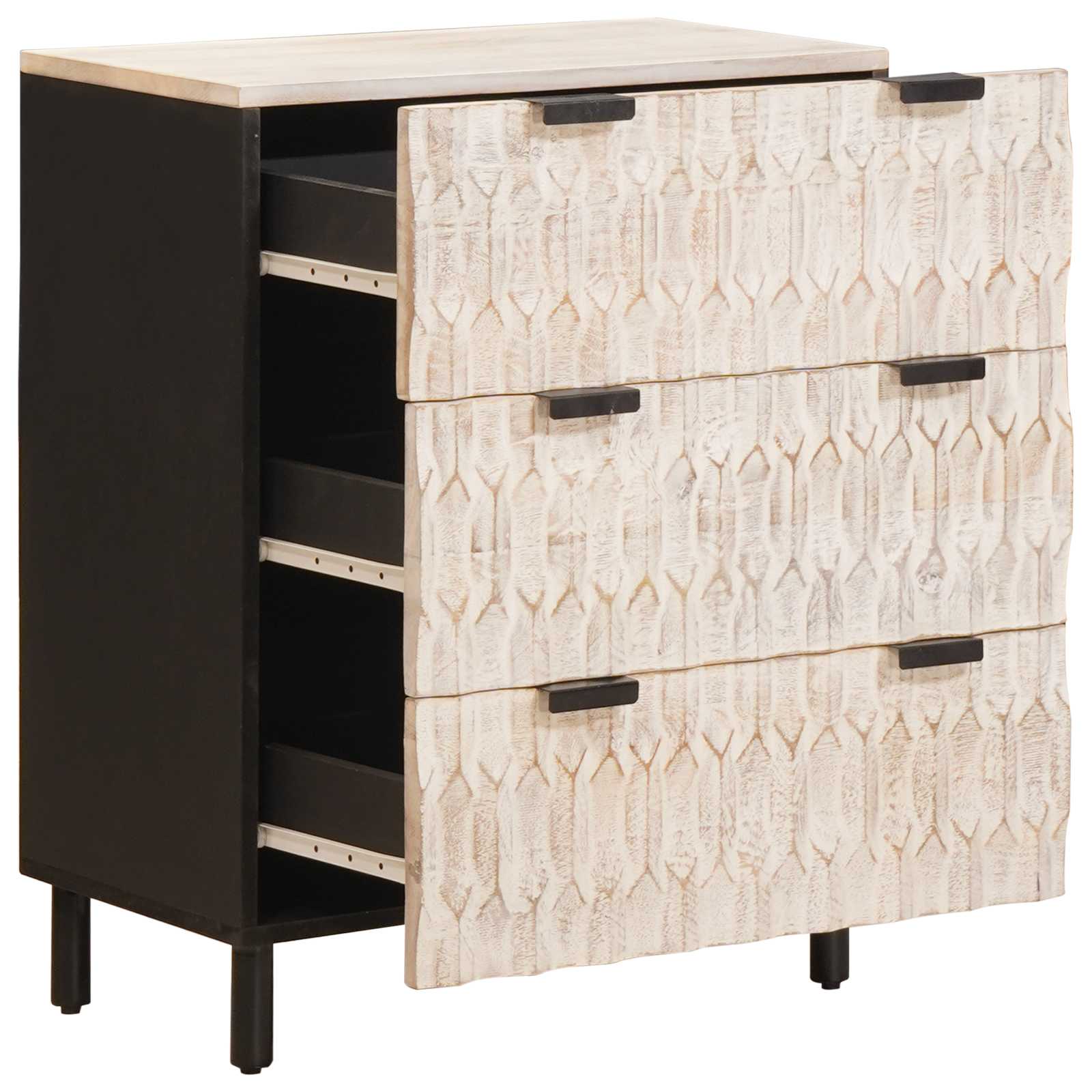 Bufet Finisaj Alb Spalat 60 x 33,5 x 75 cm Lemn de mango solid