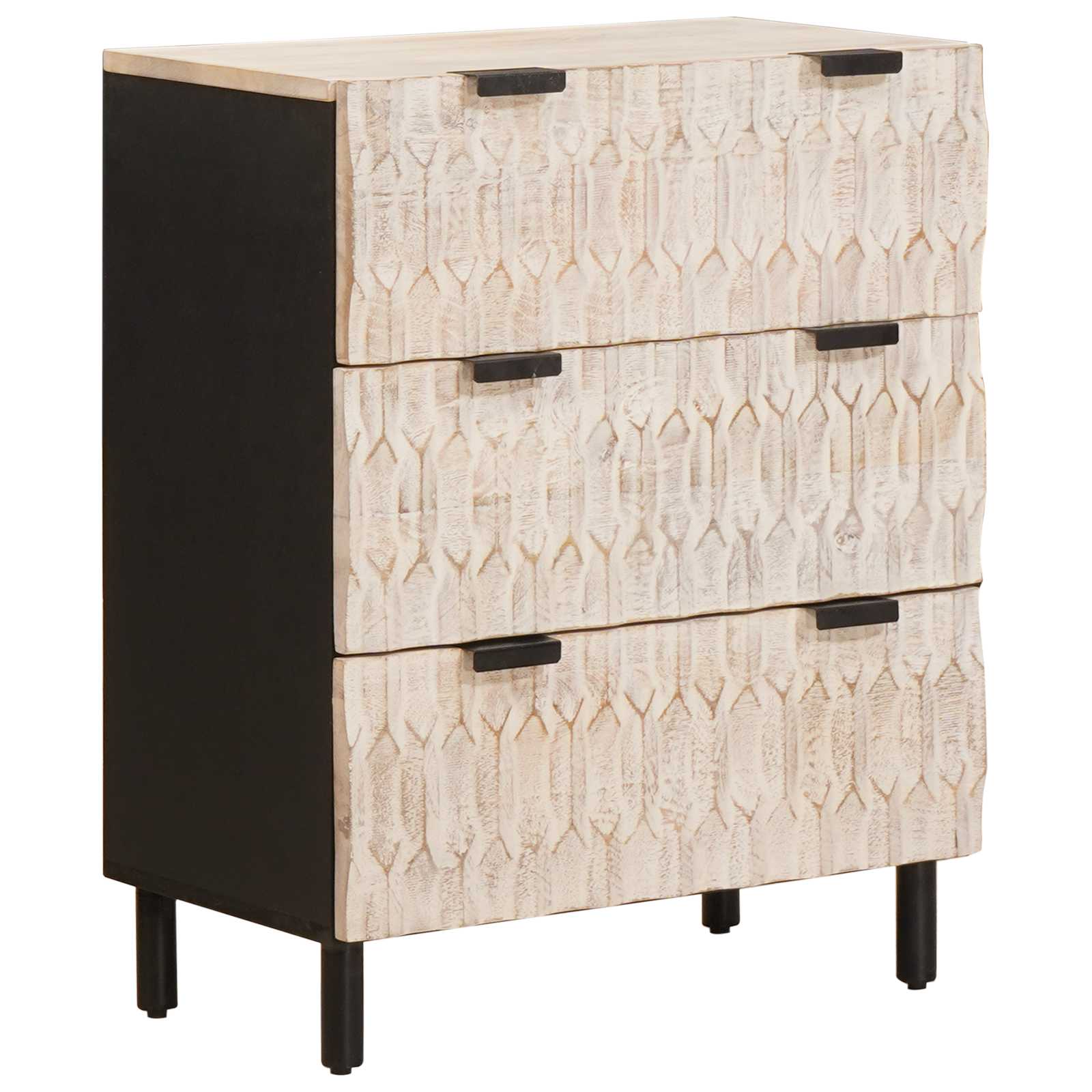 Bufet Finisaj Alb Spalat 60 x 33,5 x 75 cm Lemn de mango solid — imaginea 2