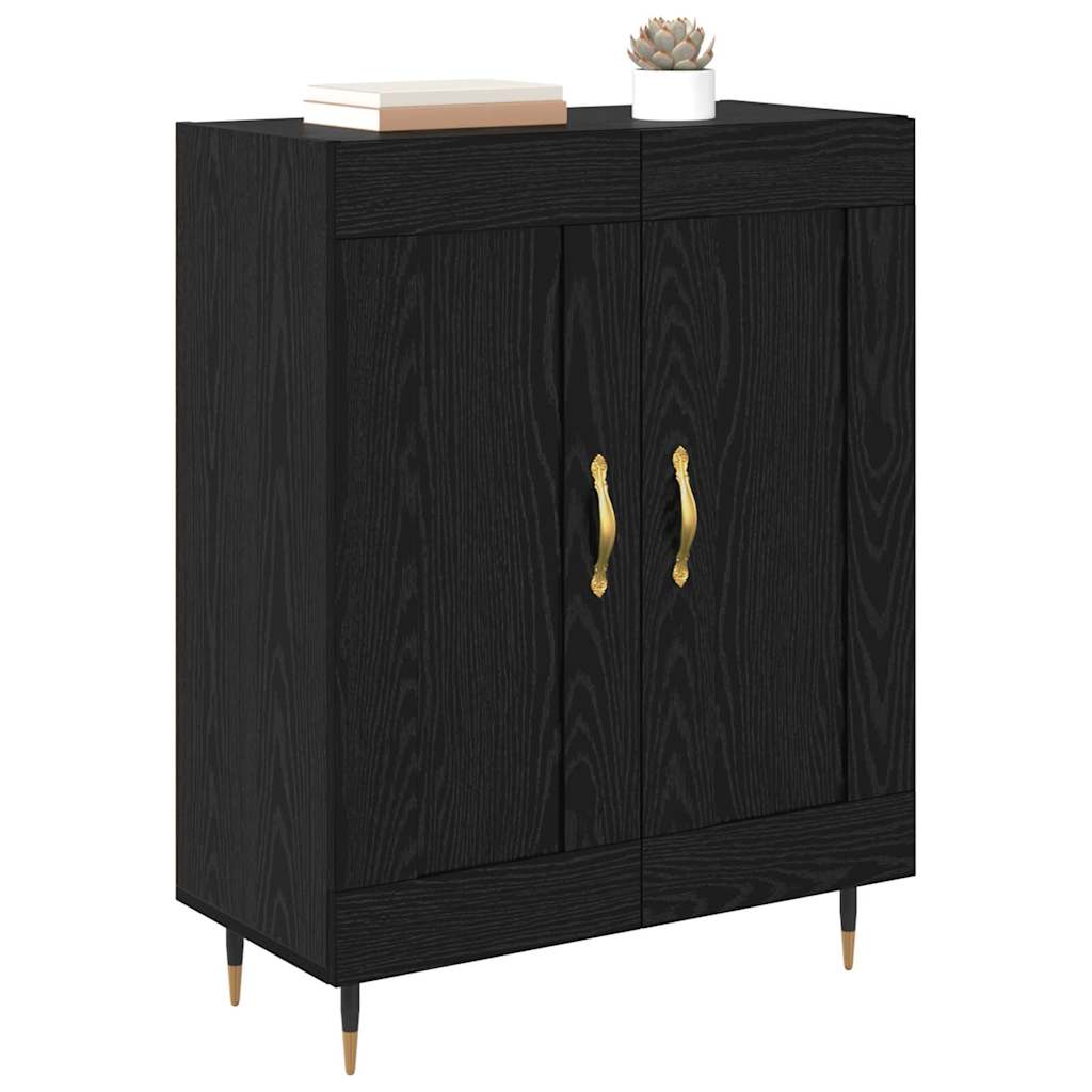 Bufet Stejar Negru 69,5 x 34 x 90 cm Lemn compozit — imaginea 4