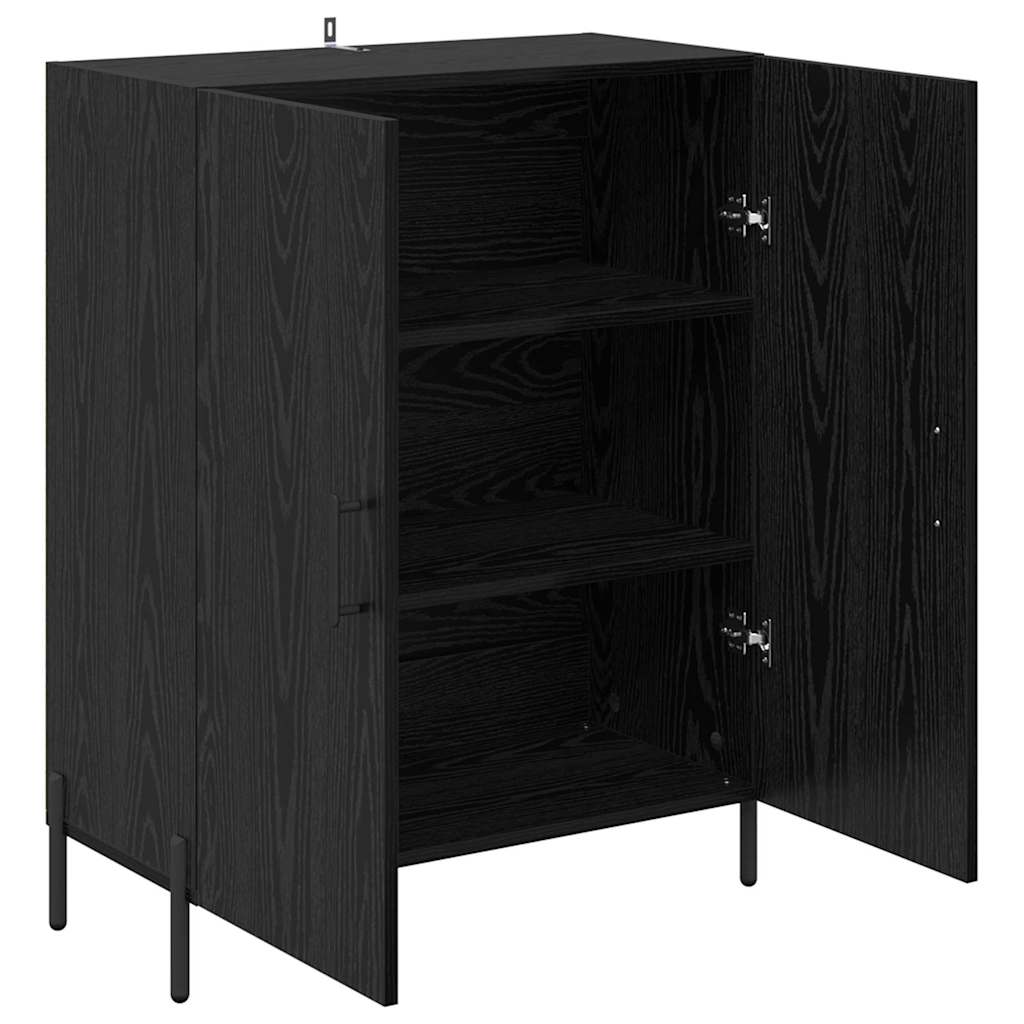 Bufet Stejar Negru 69,5 x 34 x 90 cm Lemn compozit — imaginea 6