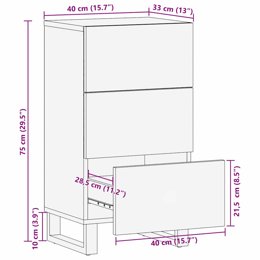Bufet cu sertar Maro 40 x 33,5 x 75 cm Lemn de mango solid — imaginea 11