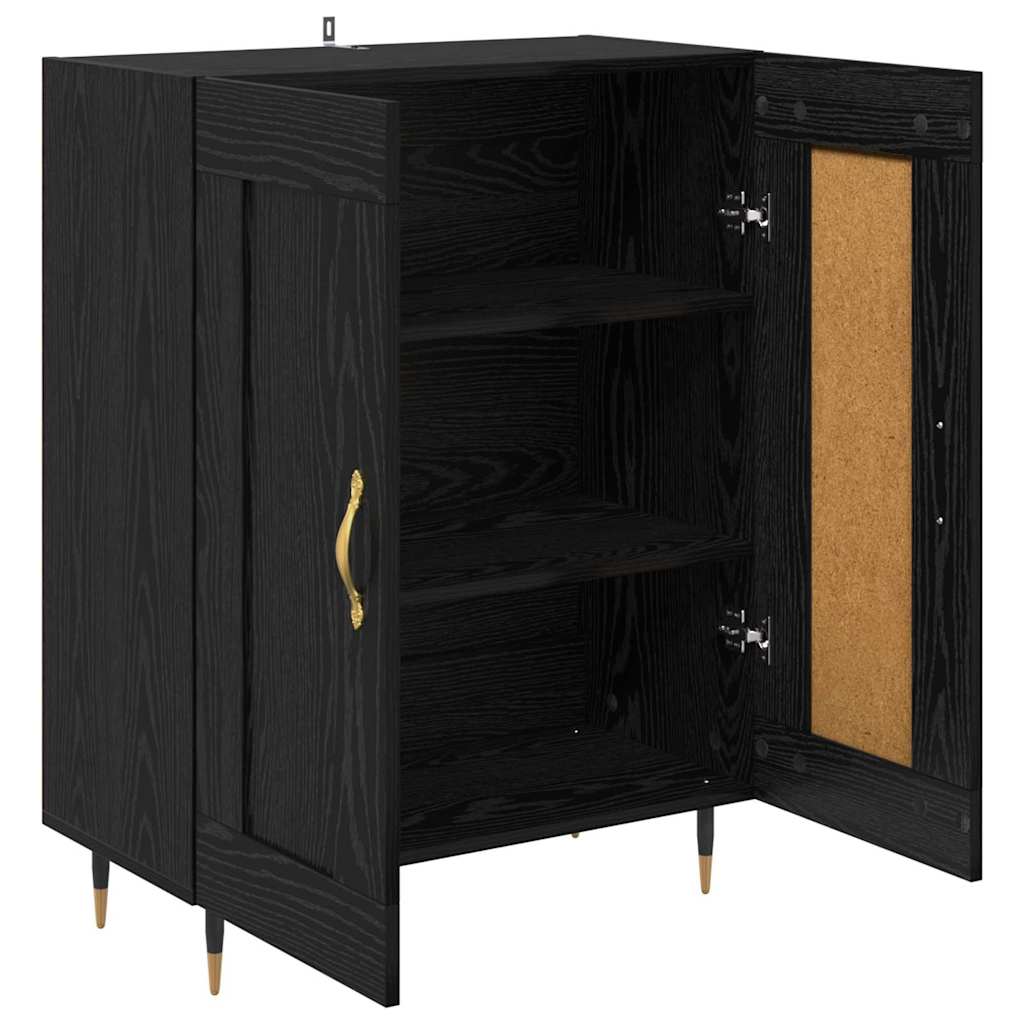Bufet Stejar Negru 69,5 x 34 x 90 cm Lemn compozit — imaginea 6