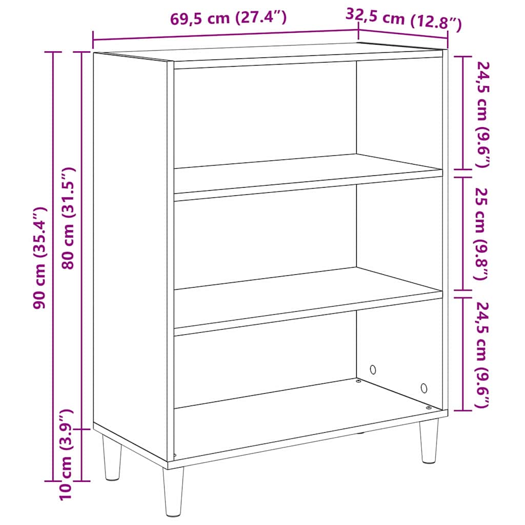 Bufet Stejar Artizanal 69,5 x 32,5 x 90 cm Lemn compozit — imaginea 10