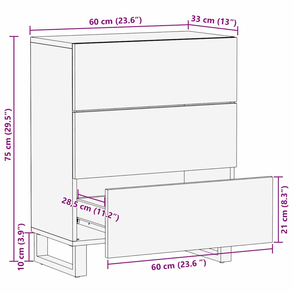 Bufet Maro 60 x 33,5 x 75 cm Lemn de mango solid — imaginea 11