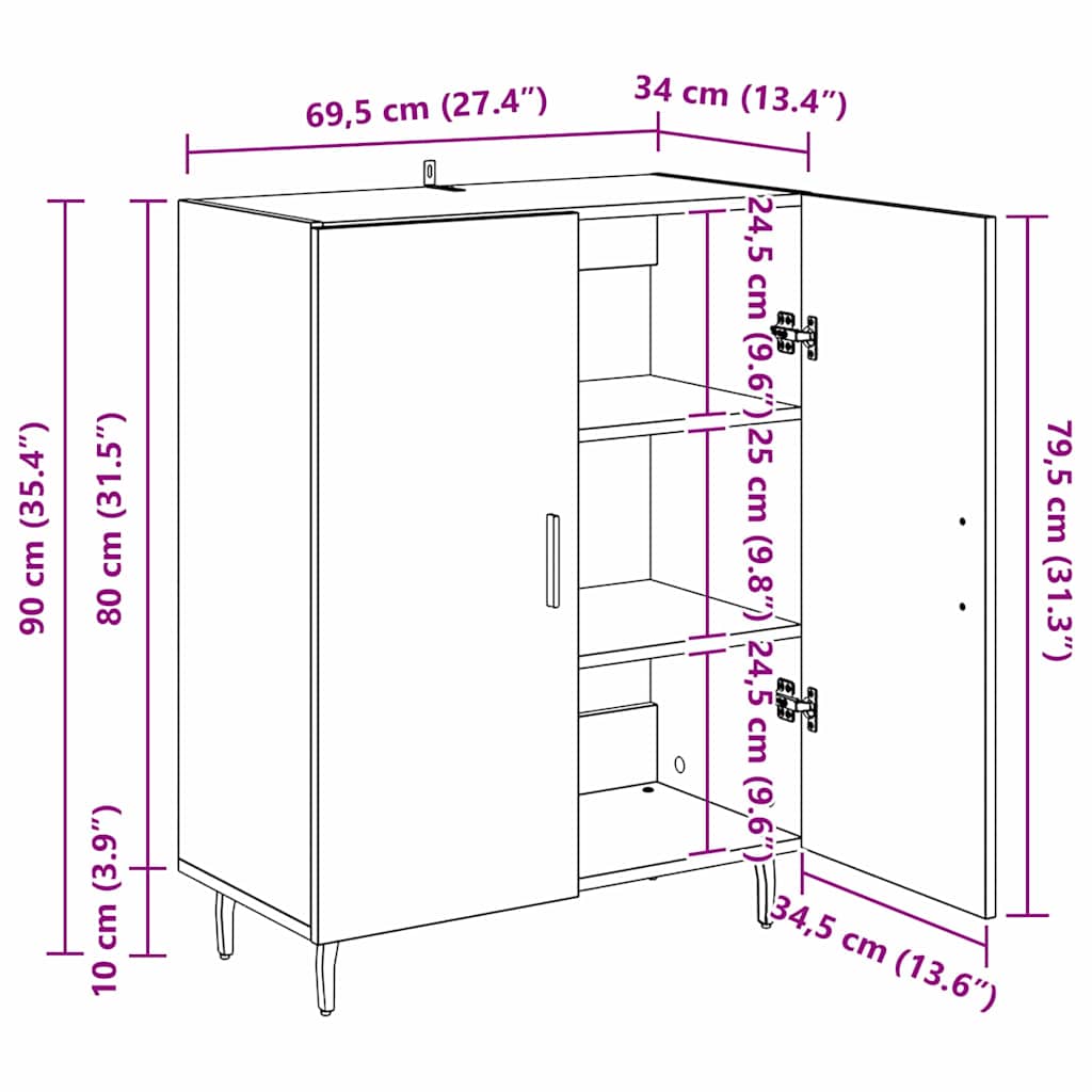 Bufet Lemn vechi 69,5 x 34 x 90 cm Lemn compozit — imaginea 13