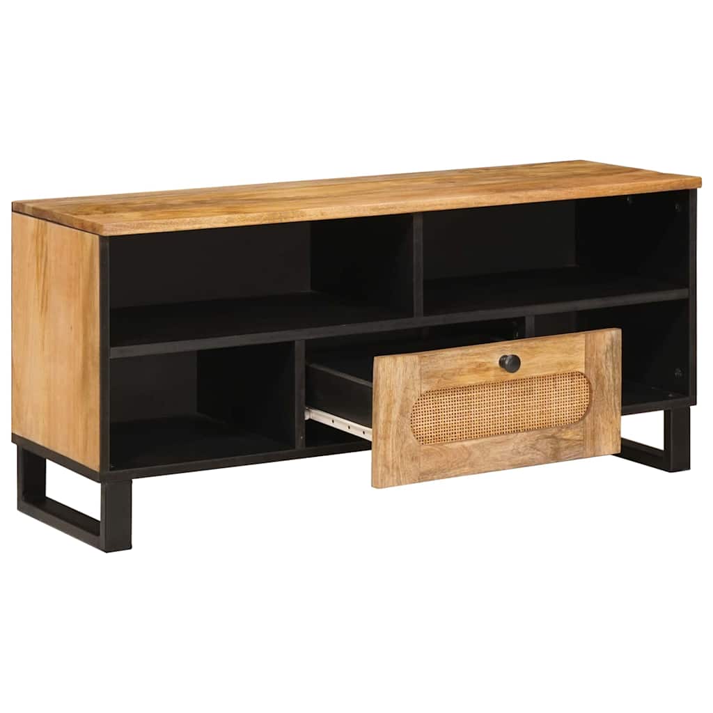 Cabinet TV cu raft Maro 100 x 33,5 x 46 cm Lemn de mango solid — imaginea 3