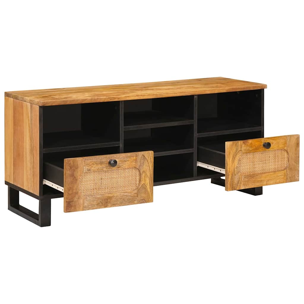 Cabinet TV cu raft Maro 100 x 33,5 x 46 cm Lemn de mango solid — imaginea 3