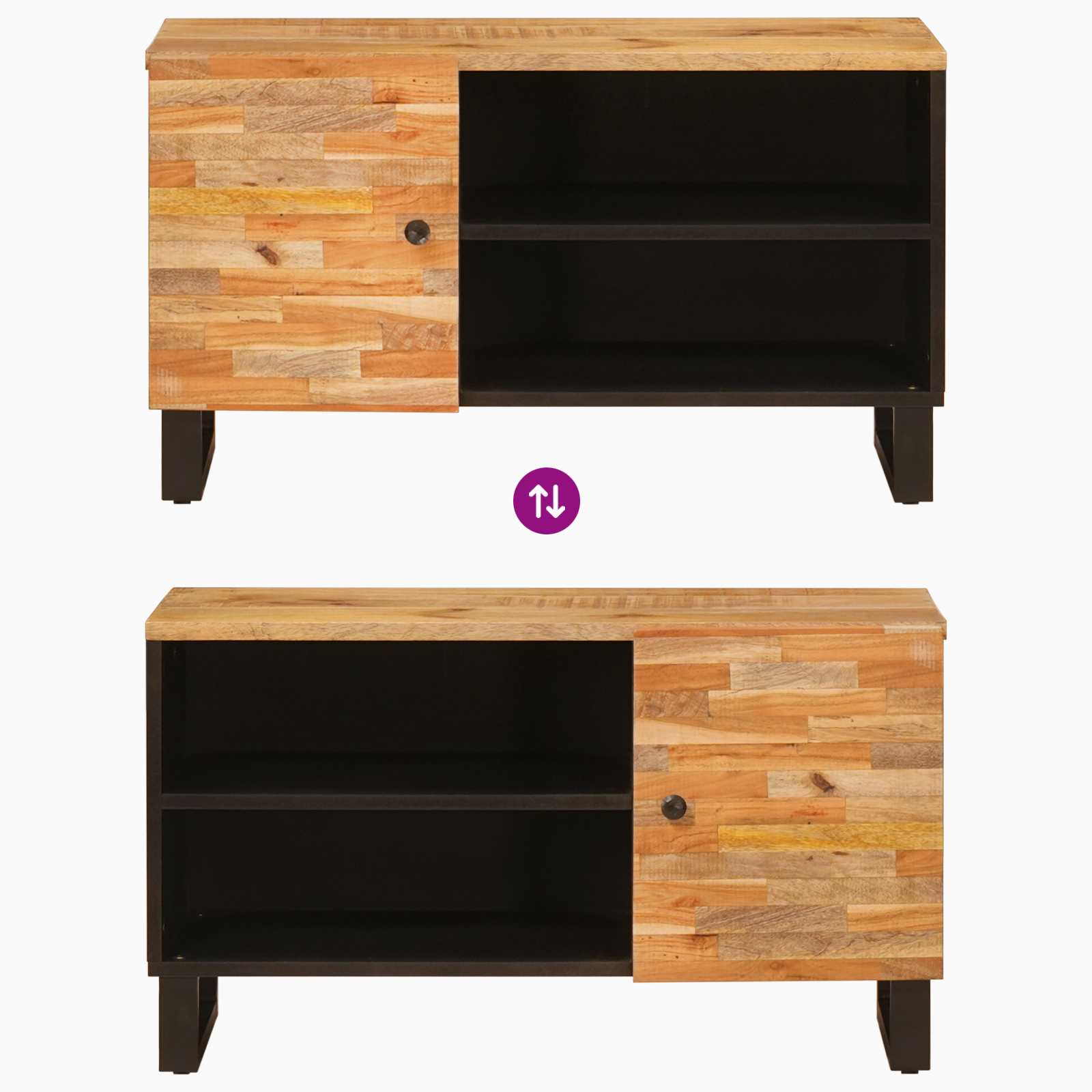 Cabinet TV cu raft Maro 80 x 31,5 x 46 cm Lemn de mango solid — imaginea 10