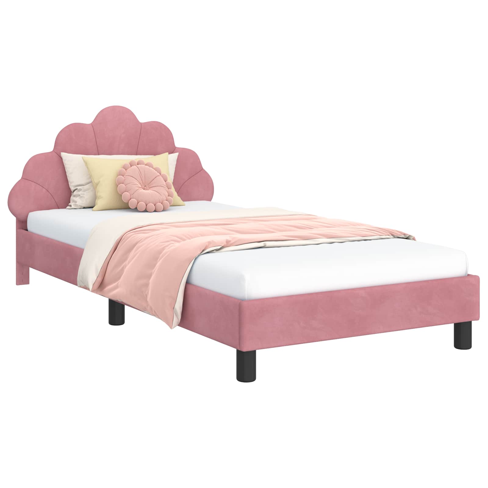 Cadru de pat pentru copii cu spatar Roz 80 x 200 cm Catifea