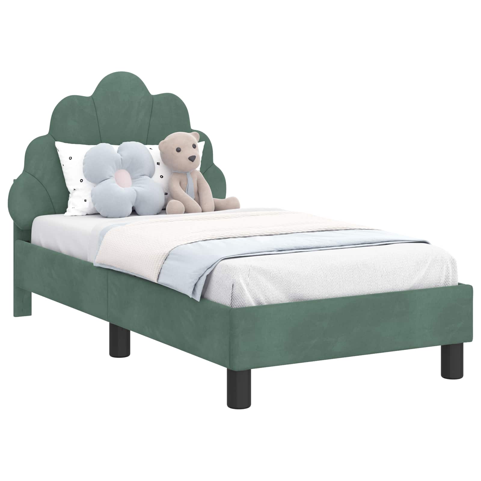 Cadru de pat pentru copii cu spatar Verde Marii 70 x 140 cm