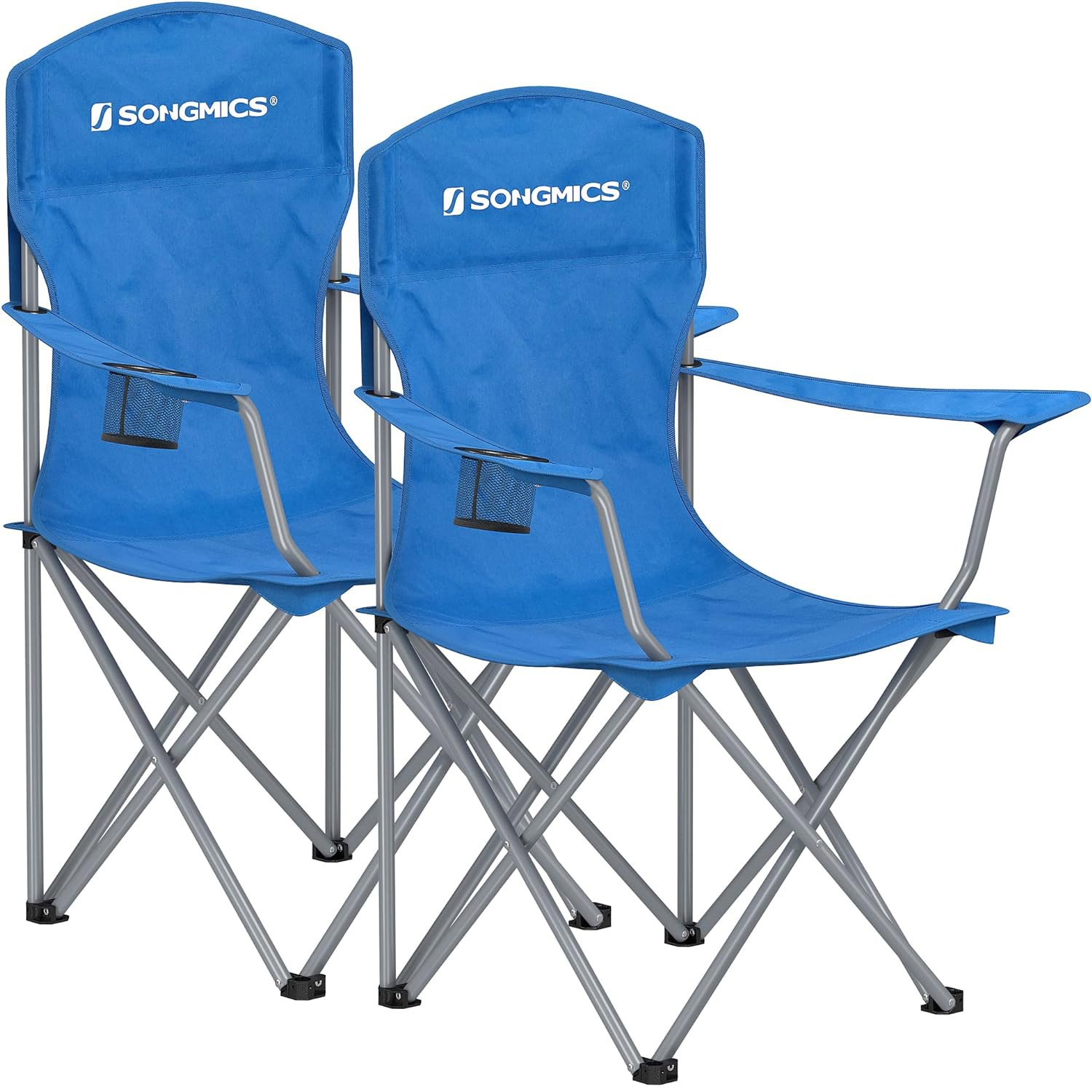Set 2 scaune pliabile de camping sau pescuit, suport pahar, maxim 150kg, albastru — imaginea 3