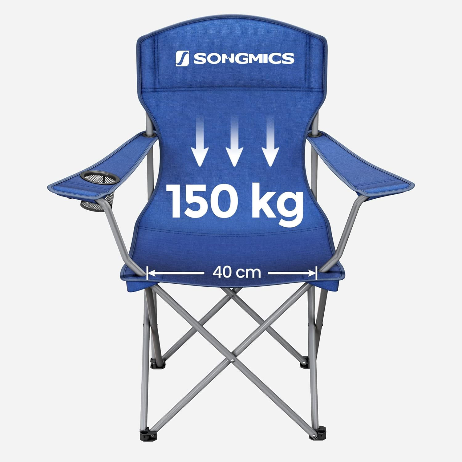 Set 2 scaune pliabile de camping sau pescuit, suport pahar, maxim 150kg, albastru — imaginea 6