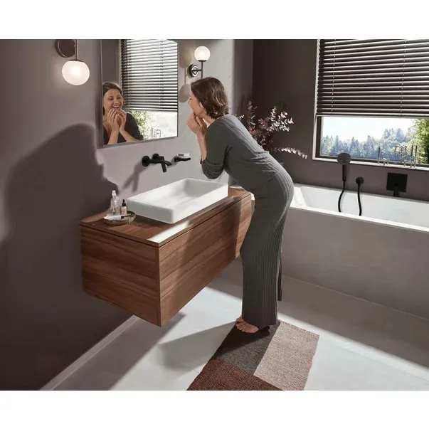 Baterie lavoar incastrata Hansgrohe Vivenis cu pipa 19.2 cm crom lucios fara corp ingropat — imaginea 4