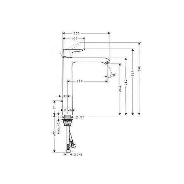Baterie lavoar inalta Hansgrohe Metris 260 crom lucios — imaginea 2
