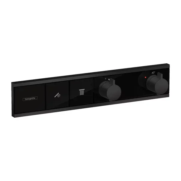 Baterie cada - dus incastrata Hansgrohe RainSelect termostatata negru mat 2 functii — imaginea 2
