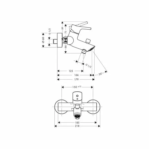Baterie cada - dus Hansgrohe Talis S crom lucios — imaginea 2
