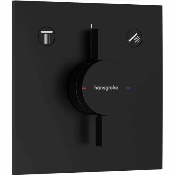 Baterie dus incastrata negru mat Hansgrohe DuoTurn E 2 functii — imaginea 2